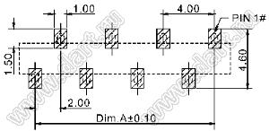 2209SM-21G-B2 розетка прямая однорядная на плату для поверхностного (SMD) монтажа; шаг 2,00 x 2,00 мм; (1x21) конт.