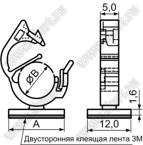 CHO-10(3M) зажим кабеля на самоклеящейся площадке; 19,0x12,0мм; нейлон-66 (UL); натуральный