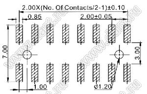 2208SMDI-32G-3090-PG вилка открытая прямая двухрядная приподнятая с направляющими на плату для поверхностного (SMD) монтажа; шаг 2,00 x 2,00 мм; (2x16) конт.