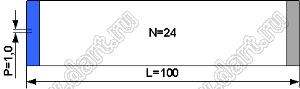 BLFPC P1,0 24PIN 100mm REV шлейф плоский, шаг 1,0мм 24 жил длина 100мм, контакты на разных поверхностях