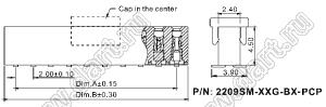 2209SM-02G-B1-PCP розетка прямая однорядная на плату для поверхностного (SMD) монтажа с захватом; шаг 2,00 x 2,00 мм; (1x2) конт.