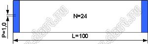 BLFPC P1,0 24PIN 100mm шлейф плоский, шаг 1,0мм 24 жил длина 100мм, контакты на одной поверхности