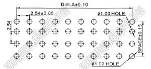 2214TB-30G-85-07 розетка двухрядная прямая на плату для монтажа в отверстия; 30-конт.; P=2,54мм