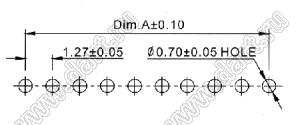 BL14065-1106R-2.5 штыри однорядные угловые, шаг 1,27 мм, H=0,65 мм; 6-конт.