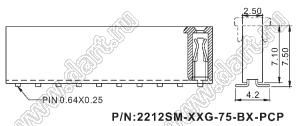 2212SM-33G-75-B2-PCP розетка прямая однорядная на плату для поверхностного (SMD) монтажа с захватом; 33-конт.; P=2,54мм