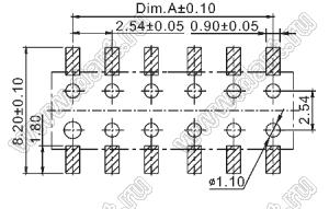 2214SM-10G-37D-PCP розетка двухрядная прямая на плату для поверхностного (SMD) монтажа с захватом; P=2,54мм