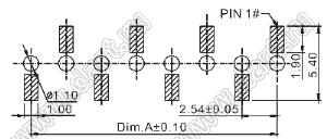 2212SM-27G-85-B2-PCP розетка прямая однорядная на плату для поверхностного (SMD) монтажа с захватом; P=2,54мм; 27-конт.