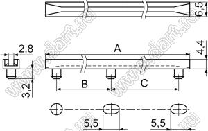 CGA-178(B) направляющая платы; L=178,5мм; нейлон-66 (UL); черный