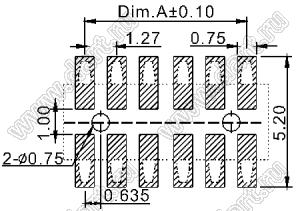 2200SB-42G-SM-36-PG розетка прямая двухрядная (гнездо) для поверхностного (SMD) монтажа с направляющими на плату, шаг 1,27x1,27мм, h=3,6мм; 2x21конт.