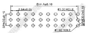 2212TB-04G-85-05-K0 розетка однорядная прямая (гнездо) на плату для монтажа в отверстия, высота изолятора 8,5 мм; 4-конт.; P=2,54мм