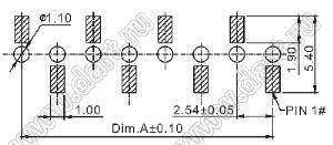 2212SM-14G-75-B1-PCP розетка прямая однорядная на плату для поверхностного (SMD) монтажа с захватом; 14-конт.; P=2,54мм