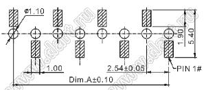 2212SM-24G-50-B1-PCP розетка прямая однорядная на плату для поверхностного (SMD) монтажа с захватом; P=2,54мм; 24-конт.