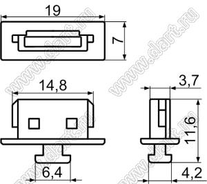 ESATA-7 заглушка разъема SATA; пластик ABS (UL); черный