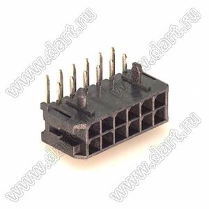 3000WR-2x06P (Micro-Fit 3.0™ MOLEX 043045-1200, MFGK-12, 5561R-12, MF3-12MRA, WW300-R2x6) вилка на плату двухрядная угловая; шаг 3,0мм; 2x6-конт.