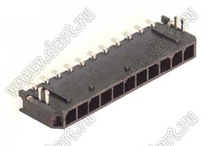 3000WR-S-F-11P (Micro-Fit 3.0™ MOLEX 043650-1109) вилка на плату однорядная угловая SMD с защелками в плату шаг 3,0 мм; 11 конт.; шаг 3,0мм; 11-конт.