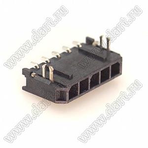 3000WR-S-F-05P (Micro-Fit 3.0™ MOLEX 043650-0509) вилка на плату однорядная угловая SMD с защелками в плату шаг 3,0 мм; 5 конт.; шаг 3,0мм; 5-конт.