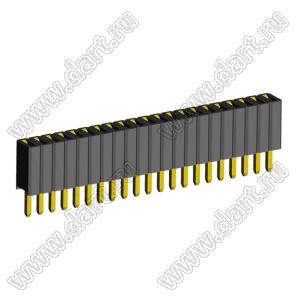 2206SA-21G-46 (PBS1.27-21, DS1065-01-1x21) гнездо однорядное прямое; P=1,27мм; H=4,6мм; 21-конт.