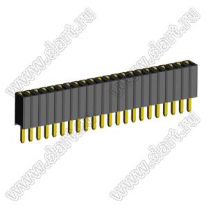 2206SA-22G-46 (PBS1.27-22, DS1065-01-1x22) гнездо однорядное прямое; P=1,27мм; H=4,6мм; 22-конт.