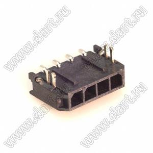 3000WR-S-F-04P (Micro-Fit 3.0™ MOLEX 043650-0409) вилка на плату однорядная угловая SMD с защелками в плату шаг 3,0 мм; 4 конт.; шаг 3,0мм; 4-конт.