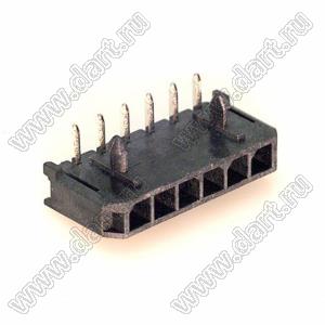 3000WR-06P (Micro-Fit 3.0™ MOLEX 043650-0600) вилка на плату однорядная угловая шаг 3,0 мм; 6 конт.; шаг 3,0мм; 6-конт.