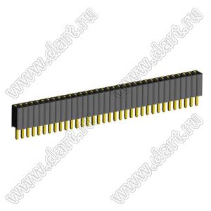 2206SA-35G-46 (PBS1.27-35, DS1065-01-1x35) гнездо однорядное прямое; P=1,27мм; H=4,6мм; 35-конт.