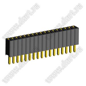2206SA-17G-46 (PBS1.27-17, DS1065-01-1x17) гнездо однорядное прямое; P=1,27мм; H=4,6мм; 17-конт.