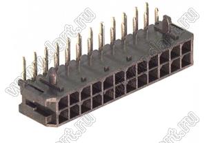 3000WR-2x12P (Micro-Fit 3.0™ MOLEX 043045-2400, MFGK-24, 5561R-24, MF3-24MRA, WW300-R2x12) вилка на плату двухрядная угловая; шаг 3,0мм; 2x12-конт.