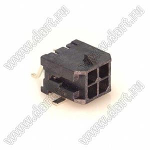 3000WR-S-2X02P (Micro-Fit 3.0™ MOLEX 043045-0409, MF30-SHE1-04) вилка на плату двухрядная угловая SMD; шаг 3,0мм; 2x2-конт.