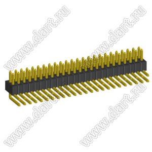 2199R05-48G-301523 вилка штыревая открытая угловая двухрядная на плату для монтажа в отверстия, шаг 1,27 x 1,27 мм, 2x24конт.