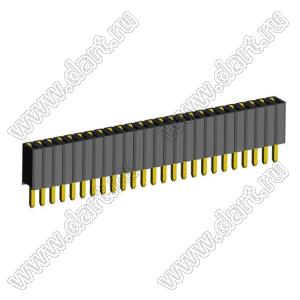 2206SA-25G-46 (PBS1.27-25, DS1065-01-1x25) гнездо однорядное прямое; P=1,27мм; H=4,6мм; 25-конт.