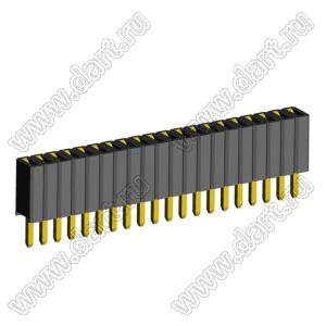 2206SA-20G-46 (PBS1.27-20, DS1065-01-1x20) гнездо однорядное прямое; P=1,27мм; H=4,6мм; 20-конт.