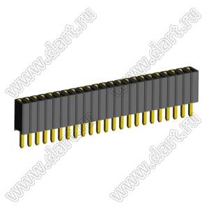 2206SA-23G-46 (PBS1.27-23, DS1065-01-1x23) гнездо однорядное прямое; P=1,27мм; H=4,6мм; 23-конт.