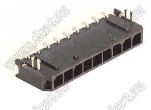 3000WR-S-F-09P (Micro-Fit 3.0™ MOLEX 043650-0909) вилка на плату однорядная угловая SMD с защелками в плату шаг 3,0 мм; 9 конт.; шаг 3,0мм; 9-конт.