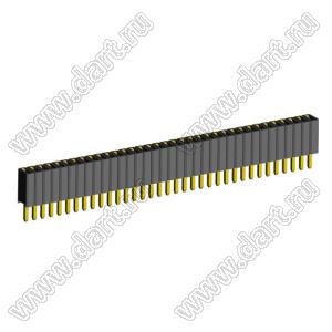 2206SA-36G-46 (PBS1.27-36, DS1065-01-1x36) гнездо однорядное прямое; P=1,27мм; H=4,6мм; 36-конт.