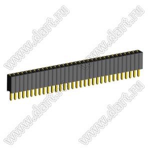 2206SA-32G-46 (PBS1.27-32, DS1065-01-1x32) гнездо однорядное прямое; P=1,27мм; H=4,6мм; 32-конт.