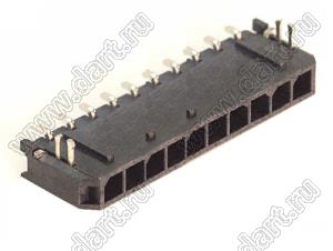 3000WR-S-F-10P (Micro-Fit 3.0™ MOLEX 043650-1009) вилка на плату однорядная угловая SMD с защелками в плату шаг 3,0 мм; 10 конт.; шаг 3,0мм; 10-конт.