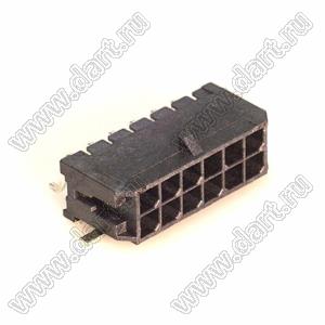 3000WR-S-2X06P (Micro-Fit 3.0™ MOLEX 043045-1209, MF30-SHE1-12) вилка на плату двухрядная угловая SMD; шаг 3,0мм; 2x6-конт.