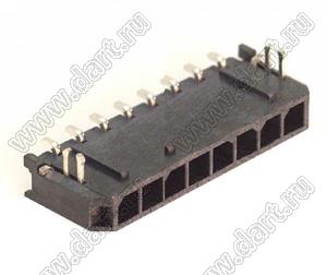 3000WR-S-F-08P (Micro-Fit 3.0™ MOLEX 043650-0809) вилка на плату однорядная угловая SMD с защелками в плату шаг 3,0 мм; 8 конт.; шаг 3,0мм; 8-конт.