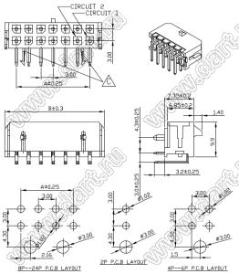 3000WR-2x08P (Micro-Fit 3.0™ MOLEX 043045-1600, MFGK-16, 5561R-16, MF3-16MRA, WW300-R2x8) вилка на плату двухрядная угловая; шаг 3,0мм; 2x8-конт.