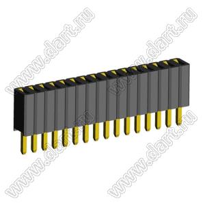 2206SA-16G-46 (PBS1.27-16, DS1065-01-1x16) гнездо однорядное прямое; P=1,27мм; H=4,6мм; 16-конт.