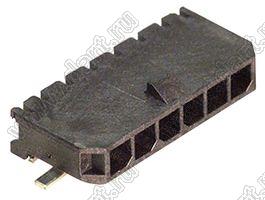 3000WR-S-06P (Micro-Fit 3.0™ MOLEX 043650-0612) вилка на плату однорядная угловая SMD шаг 3,0 мм; 6 конт.; шаг 3,0мм; 6-конт.