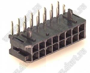 3000WR-2x08P (Micro-Fit 3.0™ MOLEX 043045-1600, MFGK-16, 5561R-16, MF3-16MRA, WW300-R2x8) вилка на плату двухрядная угловая; шаг 3,0мм; 2x8-конт.