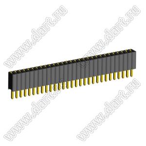2206SA-29G-46 (PBS1.27-29, DS1065-01-1x29) гнездо однорядное прямое; P=1,27мм; H=4,6мм; 29-конт.