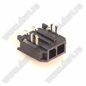 3000WR-S-F-02P (Micro-Fit 3.0™ MOLEX 043650-0209) вилка на плату однорядная угловая SMD с защелками в плату шаг 3,0 мм; 2 конт.; шаг 3,0мм; 2-конт.