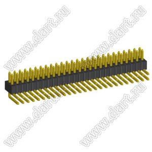 2199R05-52G-301523 вилка штыревая открытая угловая двухрядная на плату для монтажа в отверстия, шаг 1,27 x 1,27 мм, 2x26конт.
