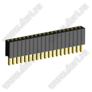 2206SA-19G-46 (PBS1.27-19, DS1065-01-1x19) гнездо однорядное прямое; P=1,27мм; H=4,6мм; 19-конт.