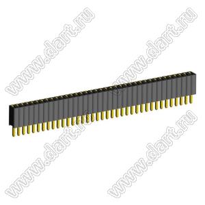 2206SA-38G-46 (PBS1.27-38, DS1065-01-1x38) гнездо однорядное прямое; P=1,27мм; H=4,6мм; 38-конт.