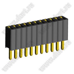 2206SA-11G-46 (PBS1.27-11, DS1065-01-1x11) гнездо однорядное прямое; P=1,27мм; H=4,6мм; 11-конт.
