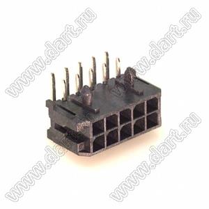 3000WR-2x05P (Micro-Fit 3.0™ MOLEX 043045-1000, MFGK-10, 5561R-10, MF3-10MRA, WW300-R2x5) вилка на плату двухрядная угловая; шаг 3,0мм; 2x5-конт.