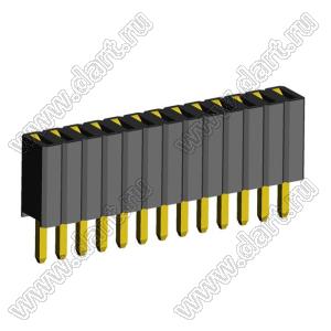 2206SA-13G-46 (PBS1.27-13, DS1065-01-1x13) гнездо однорядное прямое; P=1,27мм; H=4,6мм; 13-конт.